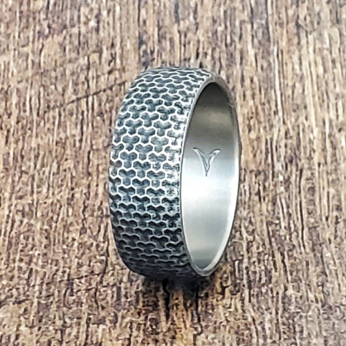 Destroyer, Titanium ring, Sci-fi ring, 8mm wide, Battleworn